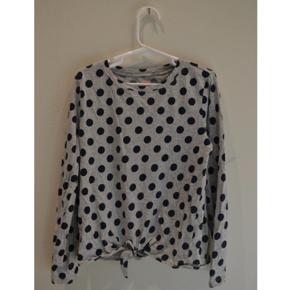Crewcuts Girls (10) Grey Polka Dot Long Sleeve with Tie